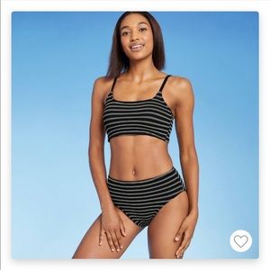 NWT Kona Sol Textured Pucker Mid-Rise Bikini Bottom